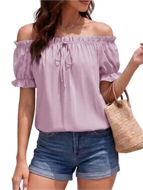 Off Shoulder Puff Sleeve Peasant Top Women Summer Concert Blouse